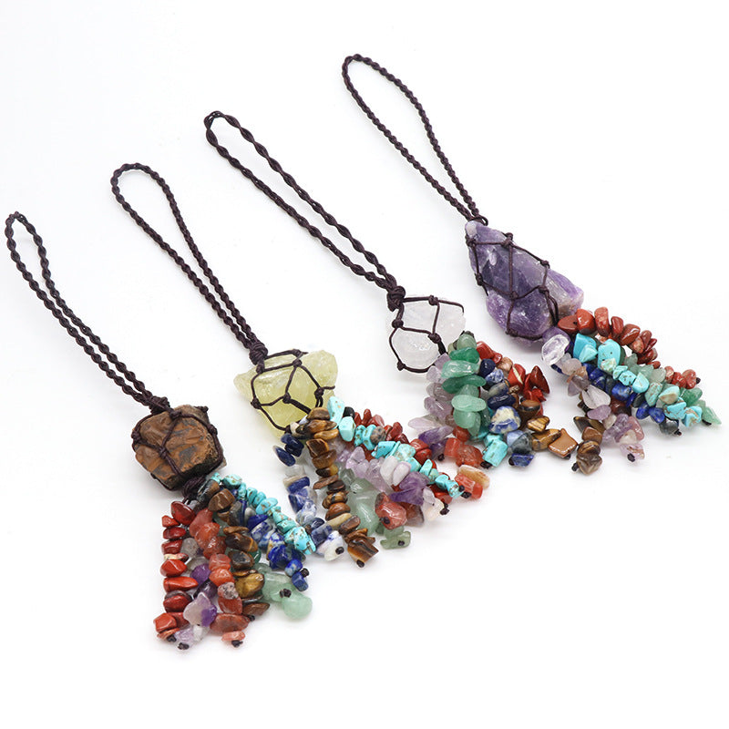 Chakra Chips Raw Crystal Car Hanging