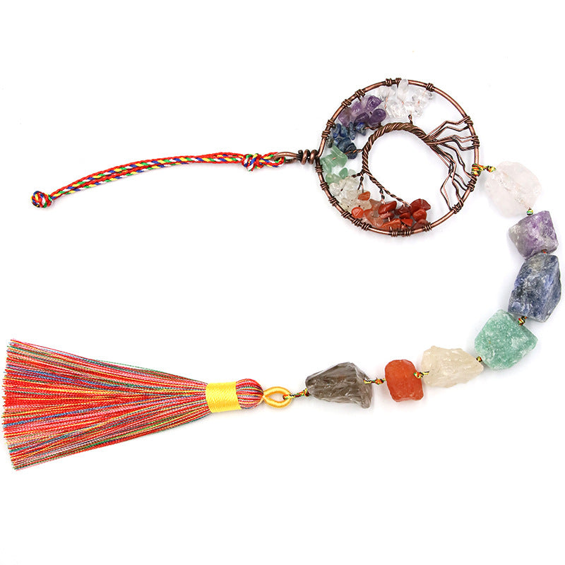 Chakra Life Tree Raw Crystal Hanging