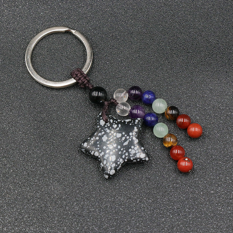 Chakra Bead&Crystal Star Keychain