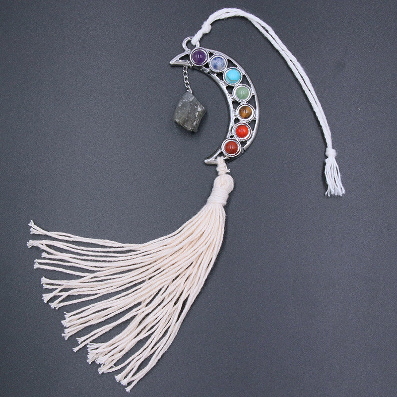 Chakra Moon Crystal Raw Hanging