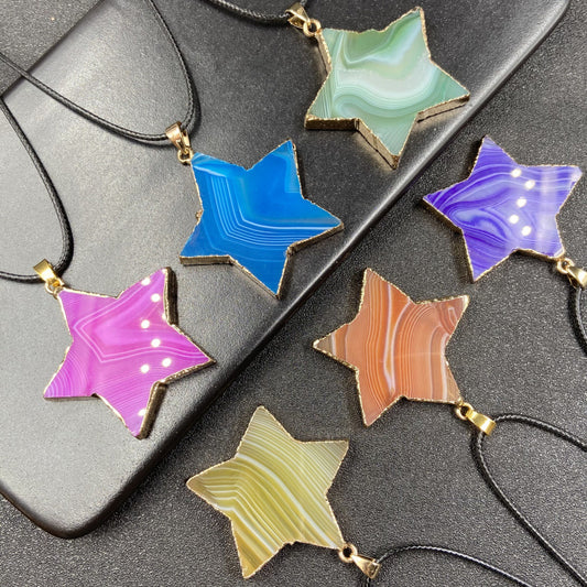 Colorful Agate Star Pendant