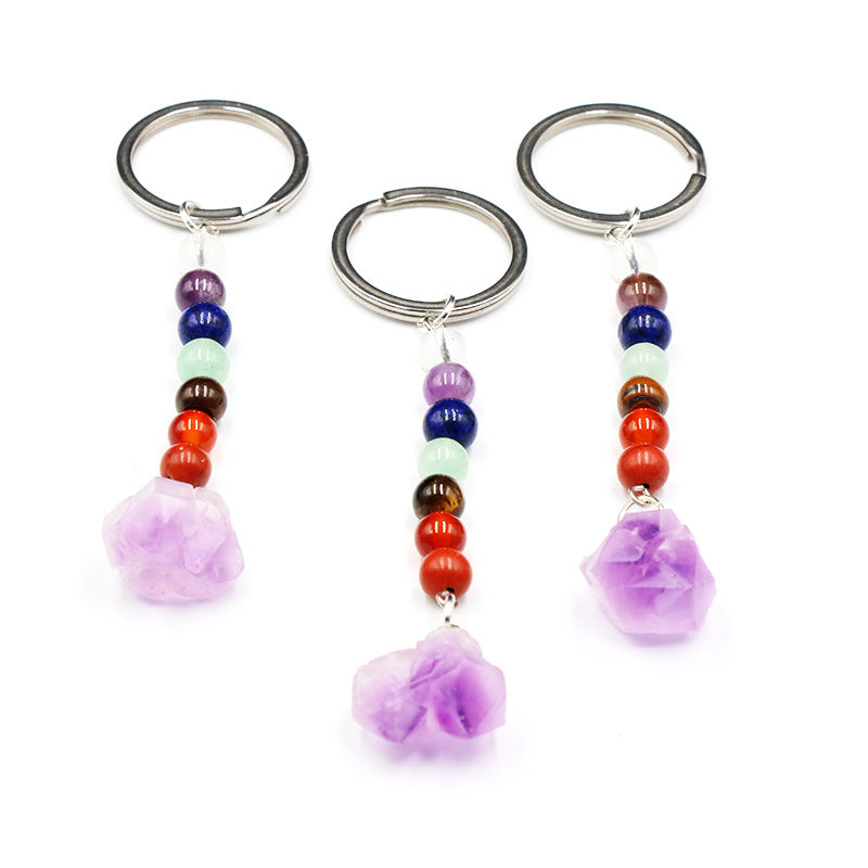 Chakra Bead Amethyst Teeth Keychain