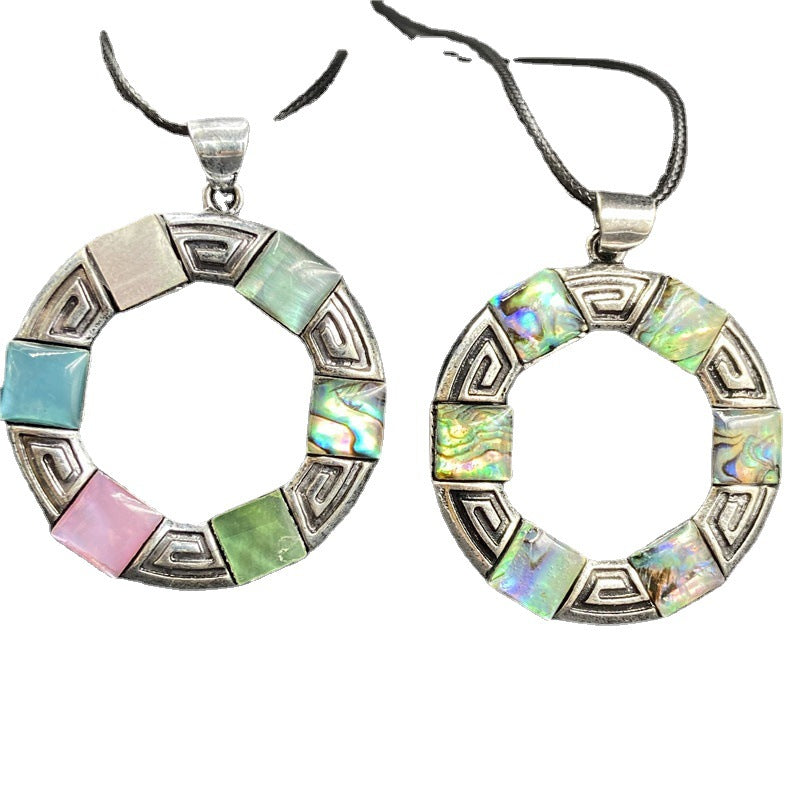 Colorful Shell Round Pendant