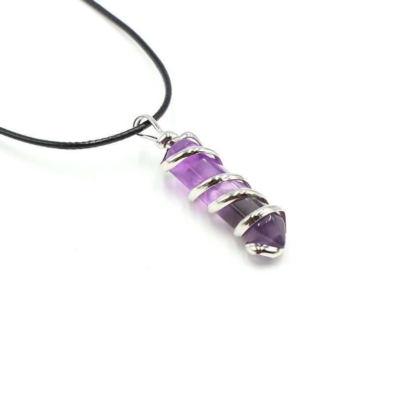 Silver Wrapped Crystal Point Pendant