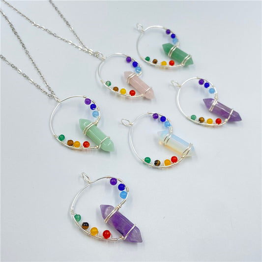 Chakra Bead Double Point Pendant