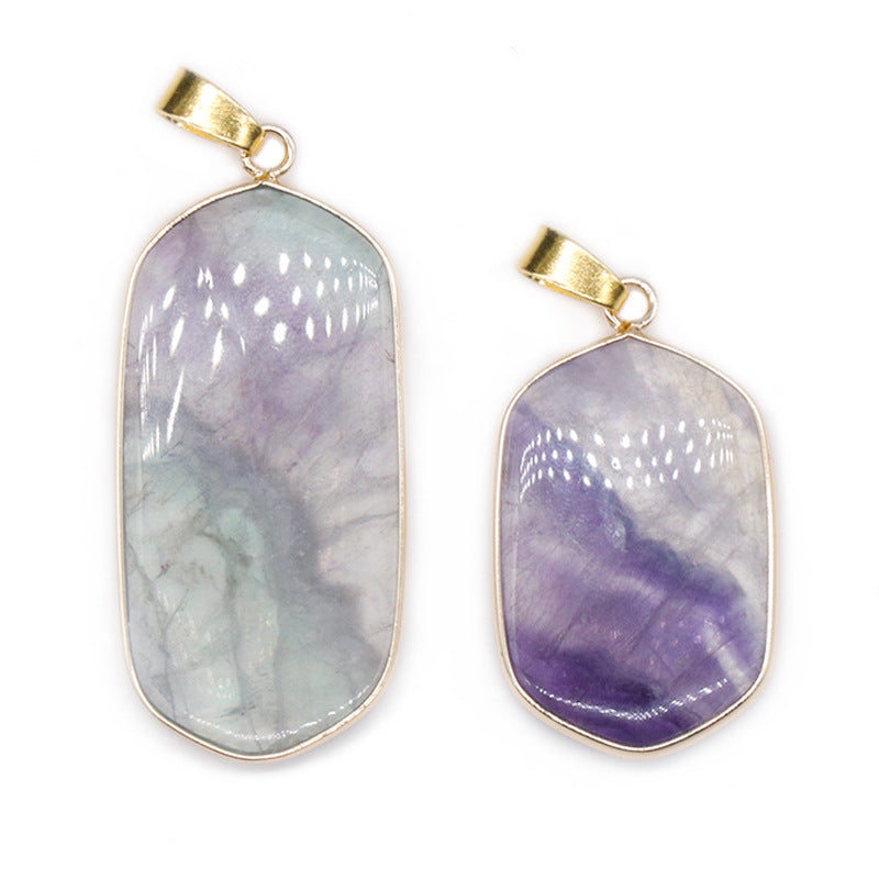 Gold Round Plated Fluorite Pendant