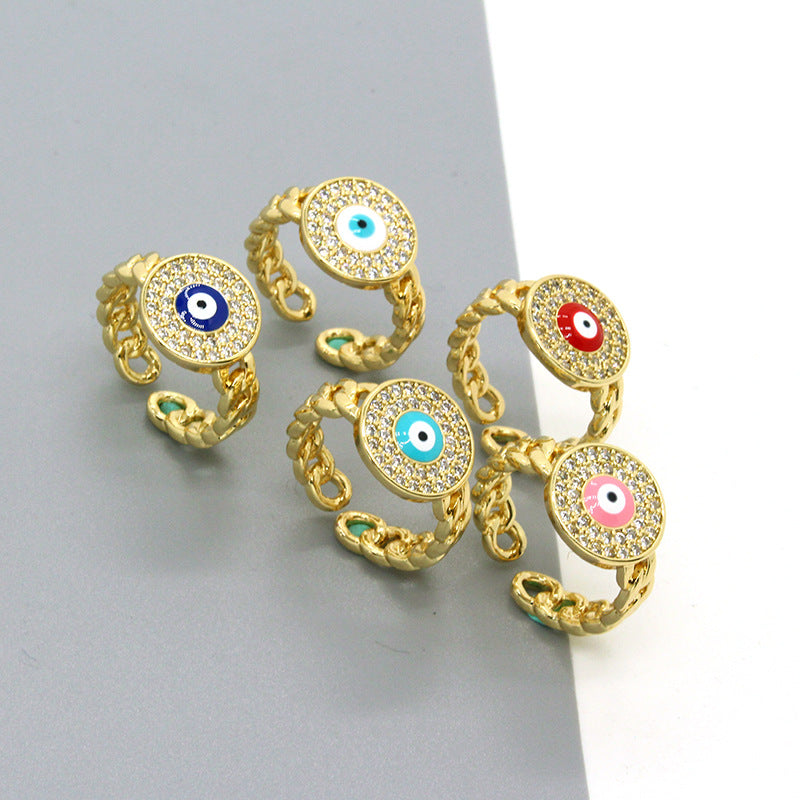 Gold Chain Evil Eye Ring