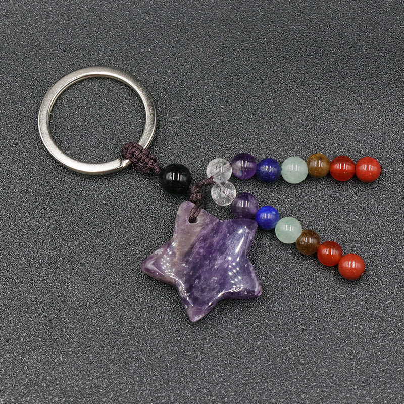 Chakra Bead&Crystal Star Keychain