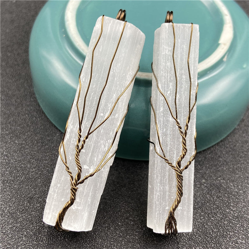 Cooper Wire Life Tree Selenite Pendant