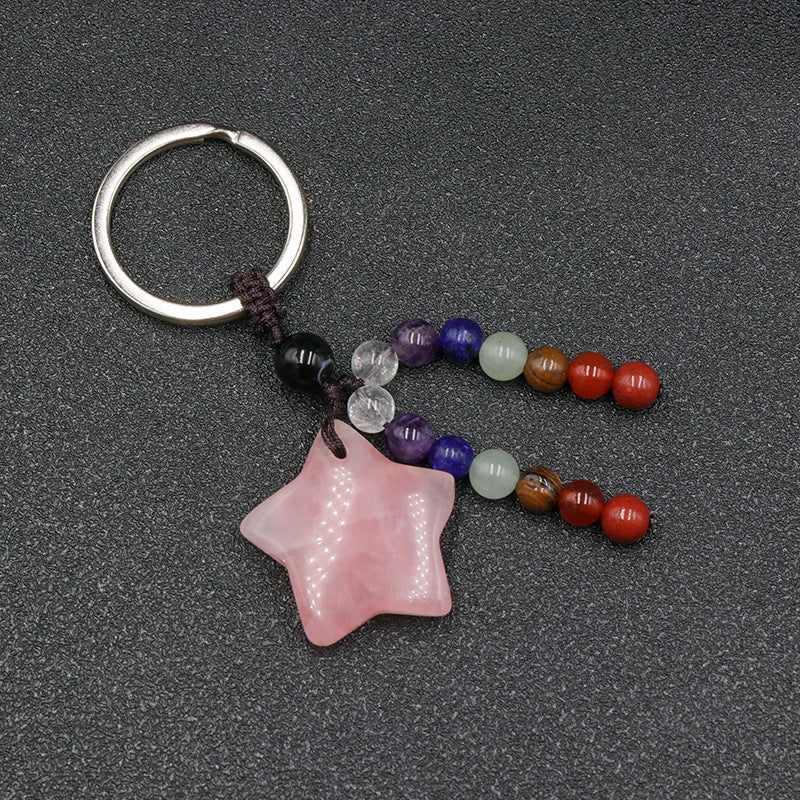 Chakra Bead&Crystal Star Keychain