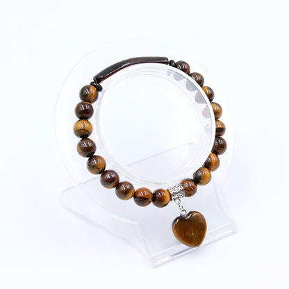 8mm Tiger Eye Bead&Heart Bracelet