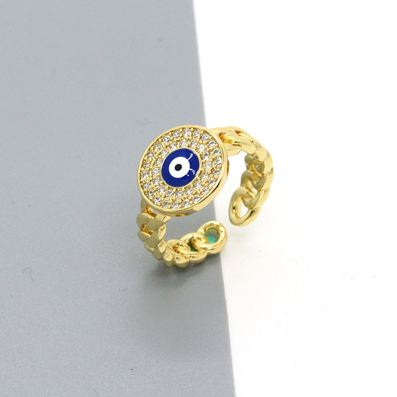 Gold Chain Evil Eye Ring