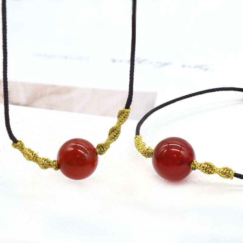 Red Agate Bead Bracelet&Necklace