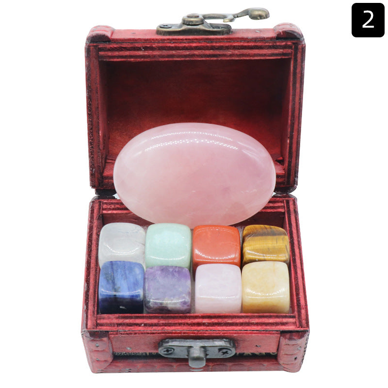 Crystal Cube&Tumble Stone Wooden Treasure Box Set