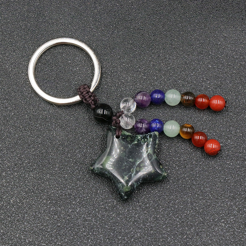 Chakra Bead&Crystal Star Keychain