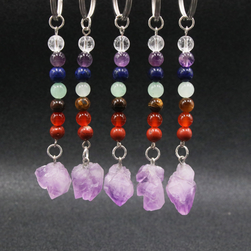 Chakra Bead Amethyst Teeth Keychain