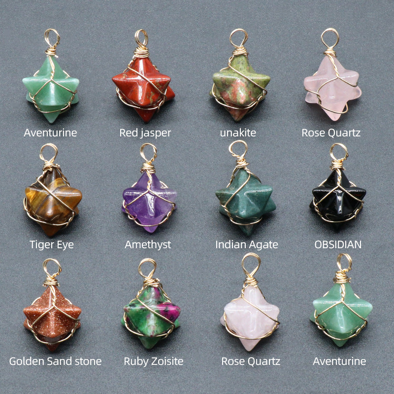 Cooper Wire Wrapped Merkaba Star Pendant