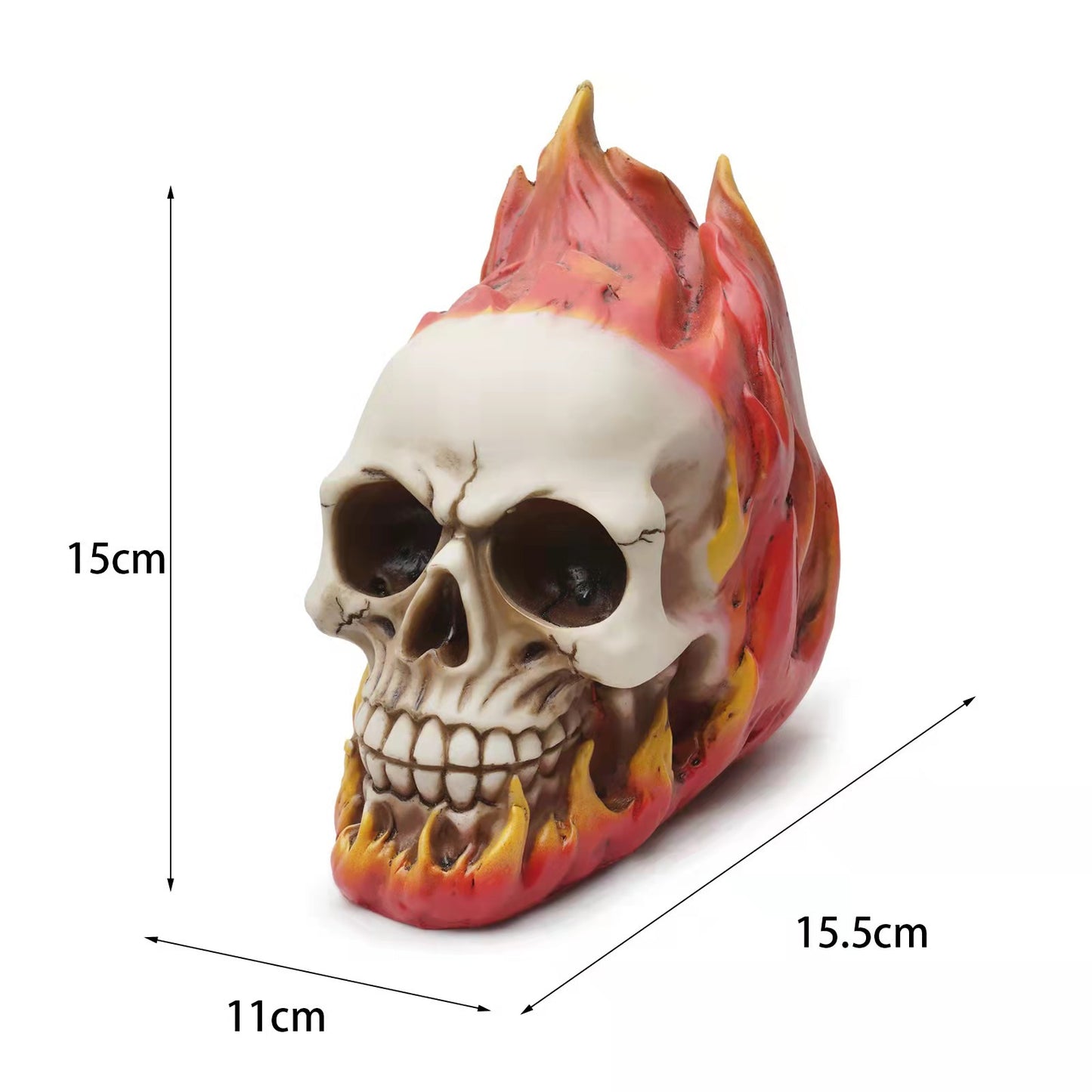 Flaming Fire Hot Rod Skull Statue