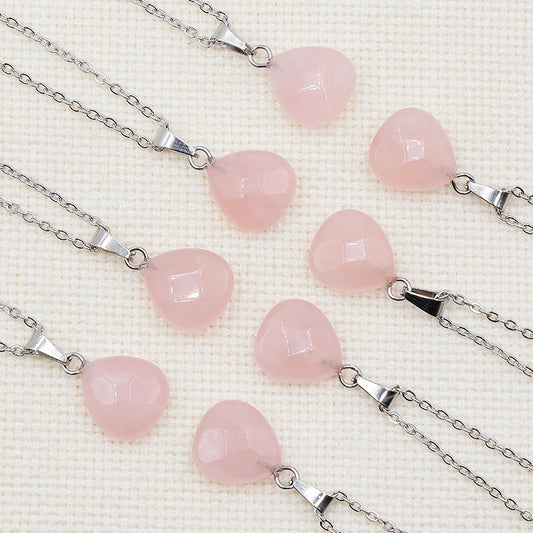 Rose Quartz Faceted Droplet Necklace