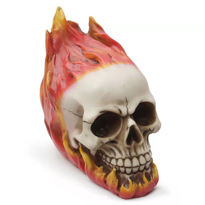 Flaming Fire Hot Rod Skull Statue