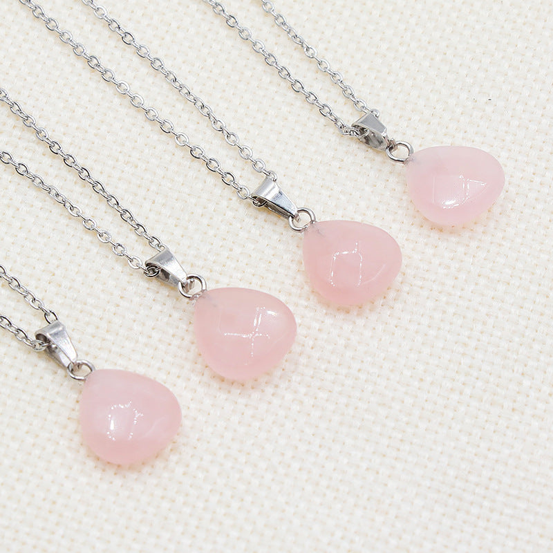 Rose Quartz Faceted Droplet Necklace