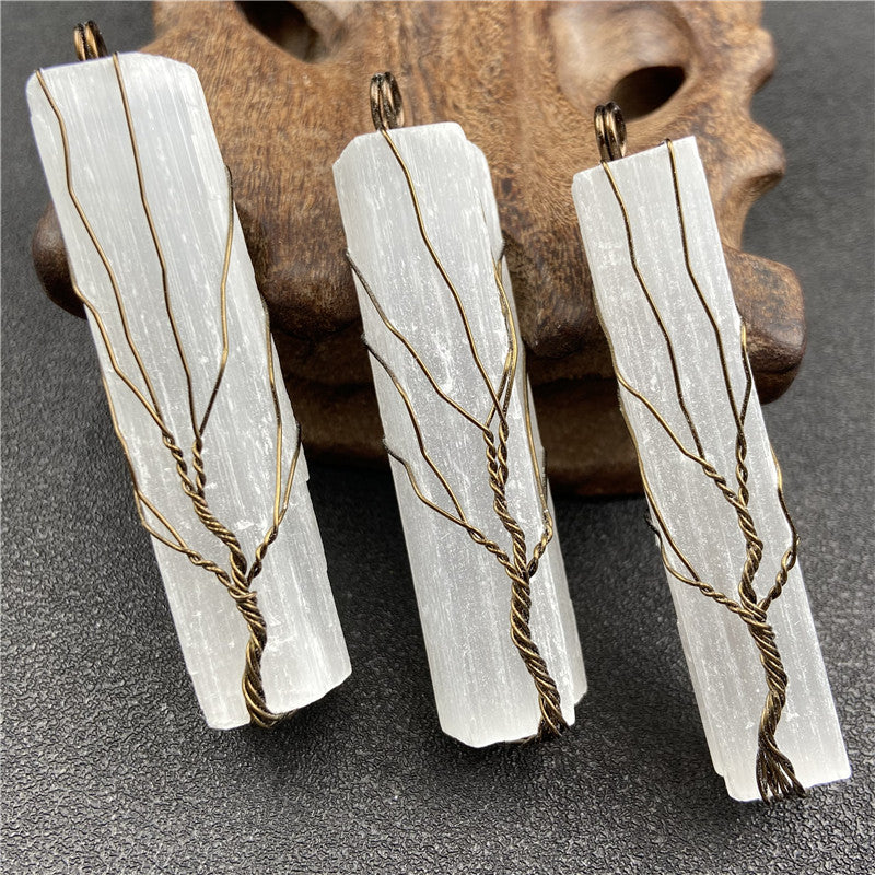 Cooper Wire Life Tree Selenite Pendant