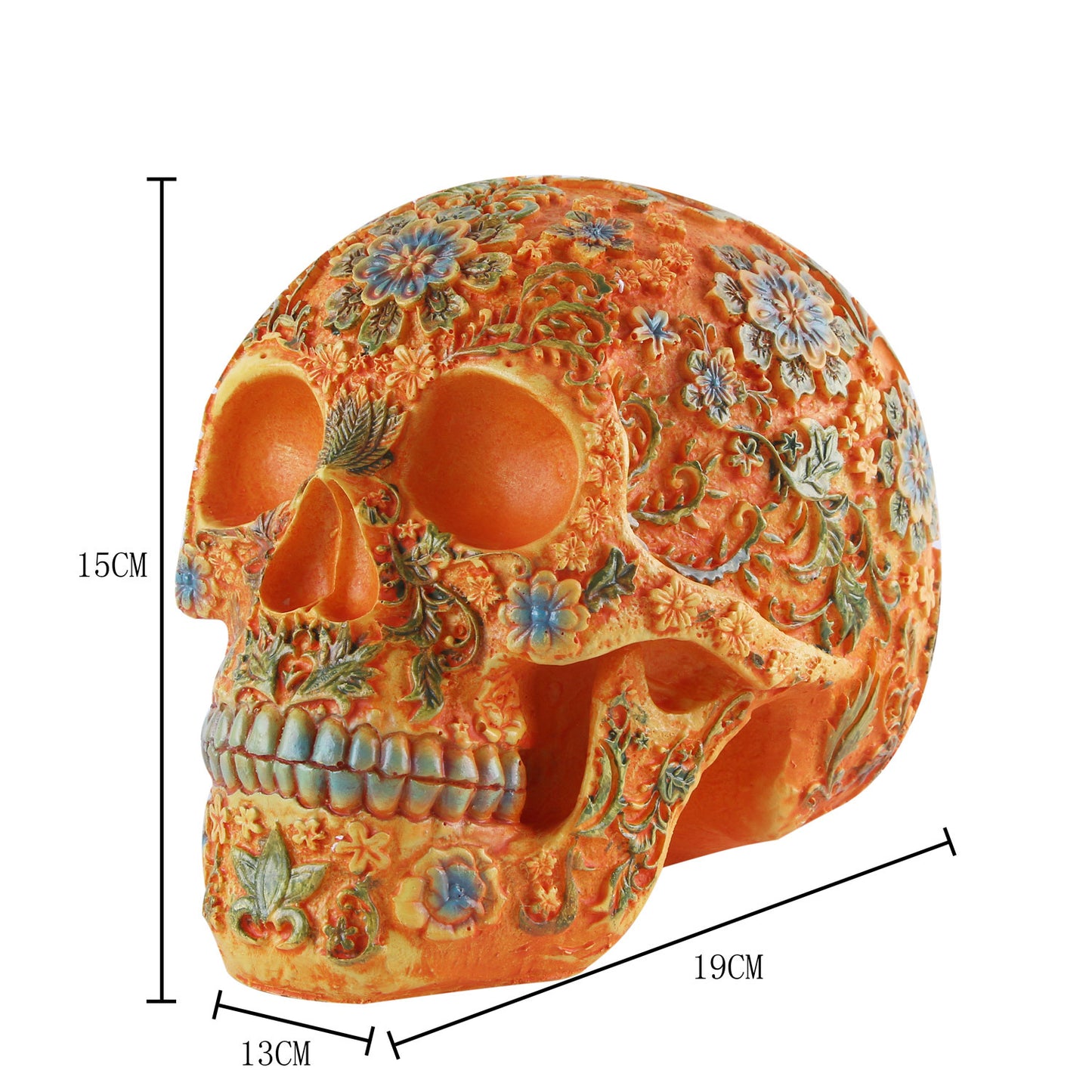 Plum Blossom Pattern Resin Skull Statue