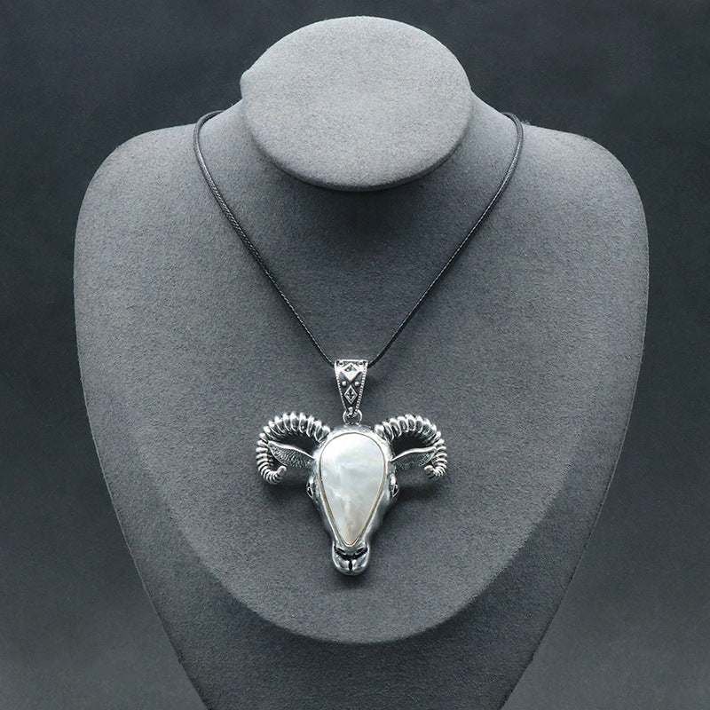 Abalone Shell Bull/Sheep Head Necklace