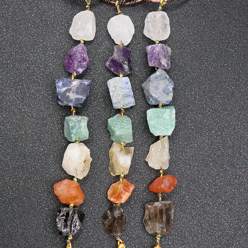 Chakra Life Tree Raw Crystal Hanging