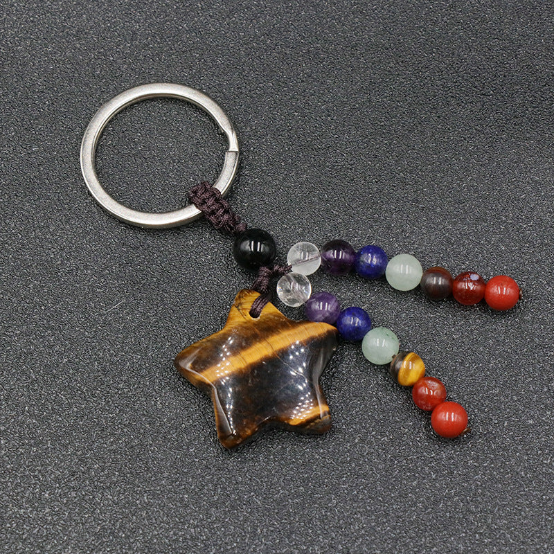 Chakra Bead&Crystal Star Keychain