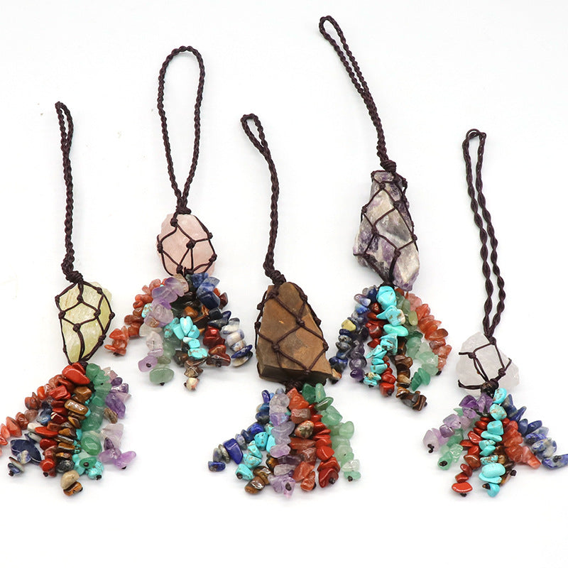 Chakra Chips Raw Crystal Car Hanging