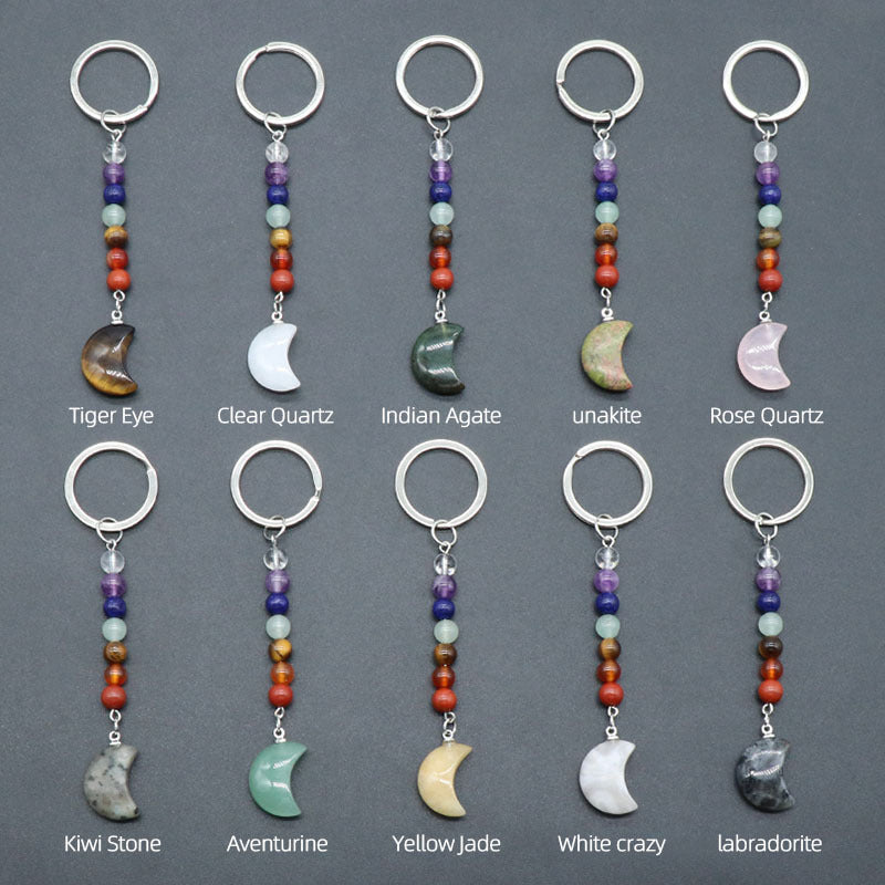 Crystal Moon Star Chakra Key Chain