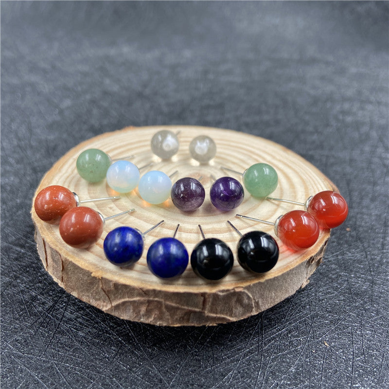 Natural Crystal Mini Ball Earring Studs