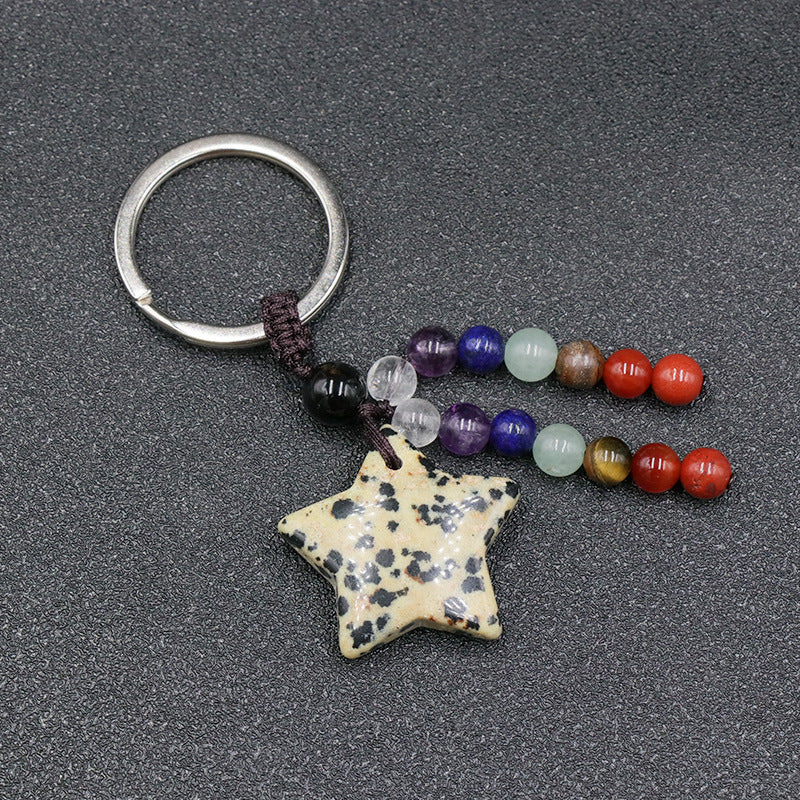 Chakra Bead&Crystal Star Keychain