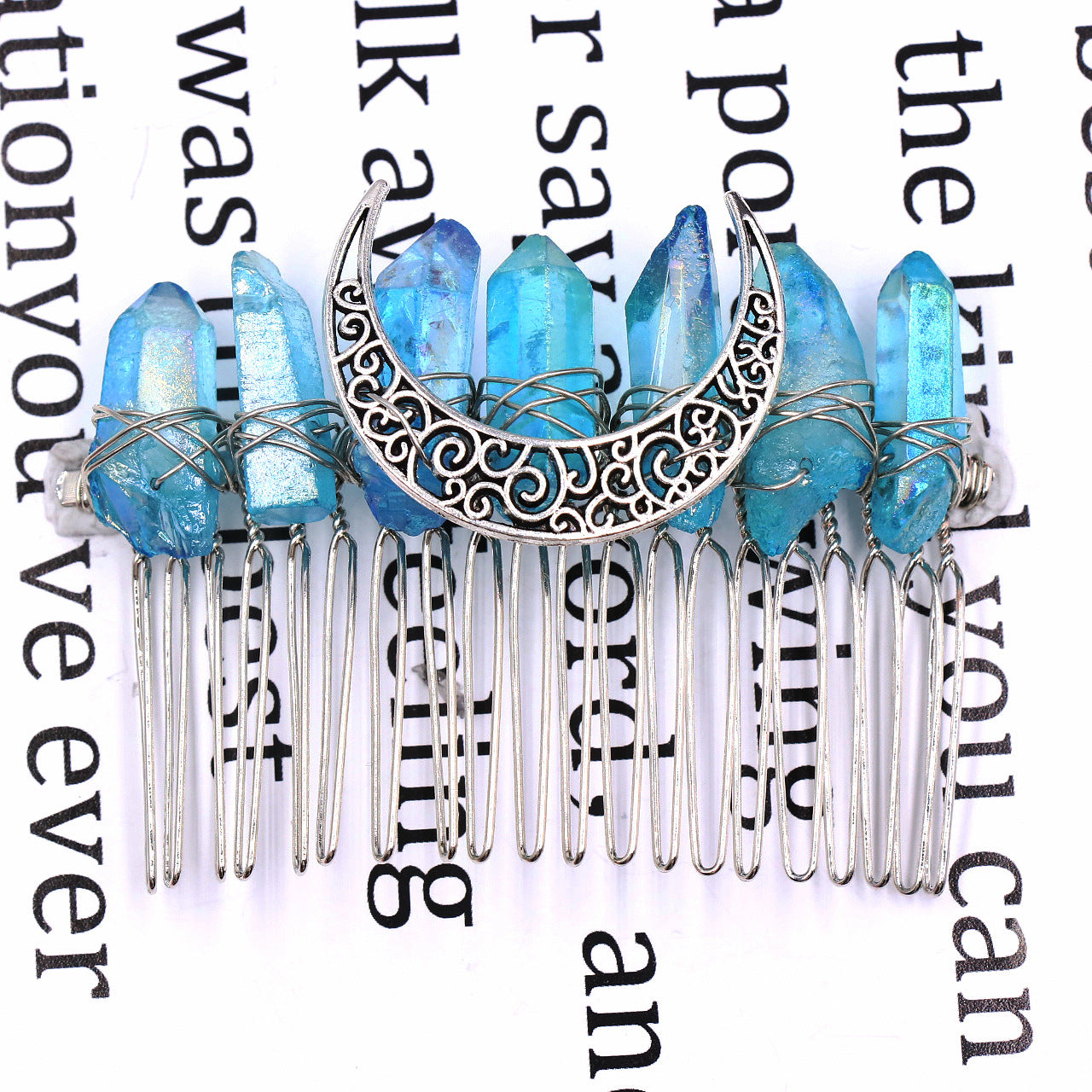 Aura Quartz Comb Hairpin