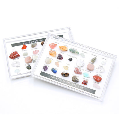 24 Mineral Ore Specimens Gemstone Box