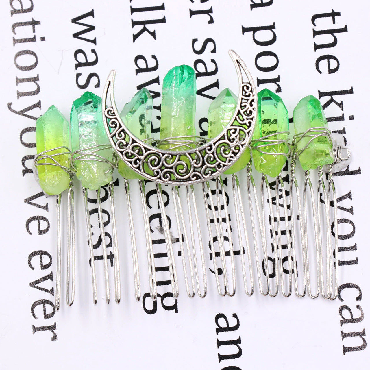 Aura Quartz Comb Hairpin