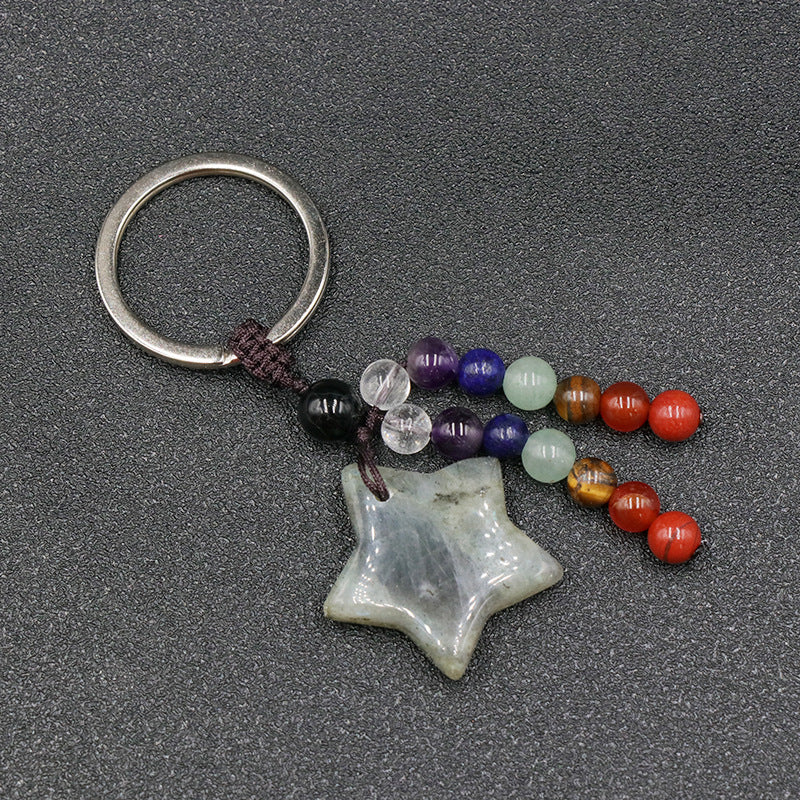 Chakra Bead&Crystal Star Keychain