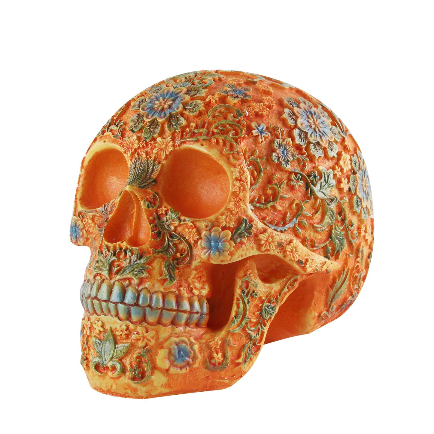 Plum Blossom Pattern Resin Skull Statue