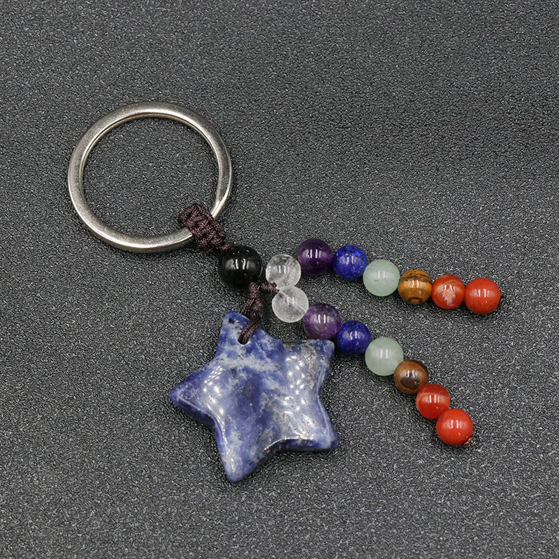 Chakra Bead&Crystal Star Keychain