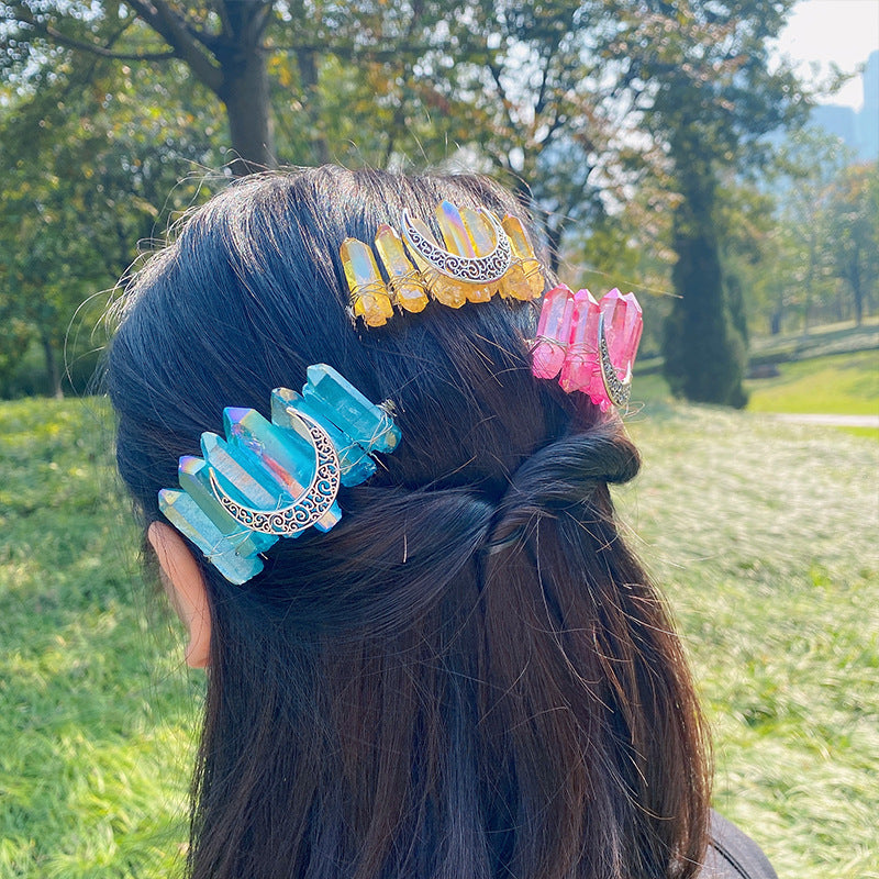 Aura Quartz Comb Hairpin