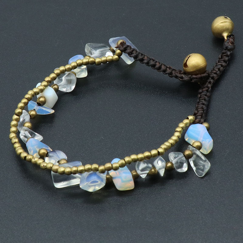 Crystal Chip&Gold Bell Bracelet