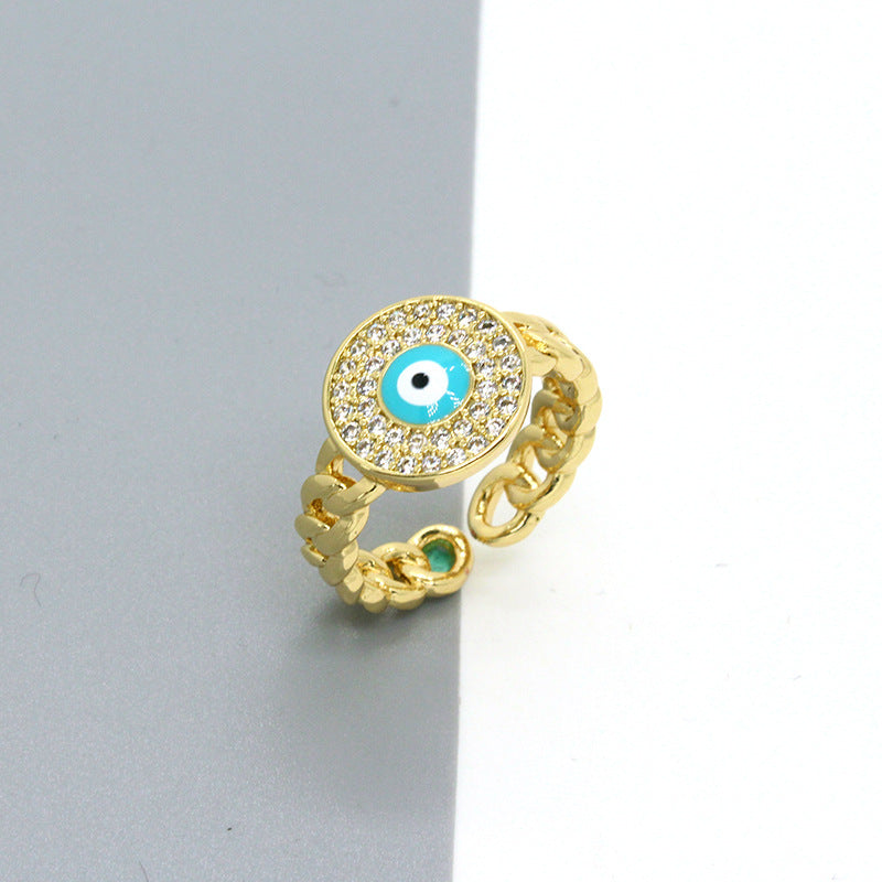 Gold Chain Evil Eye Ring