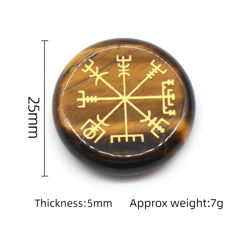 Viking Compass Round Button Stone