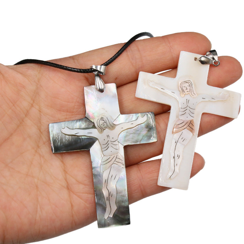 Abalone Shell Crucifixion of Jesus Pendant