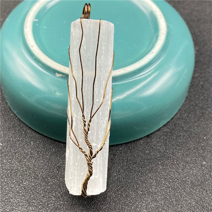 Cooper Wire Life Tree Selenite Pendant