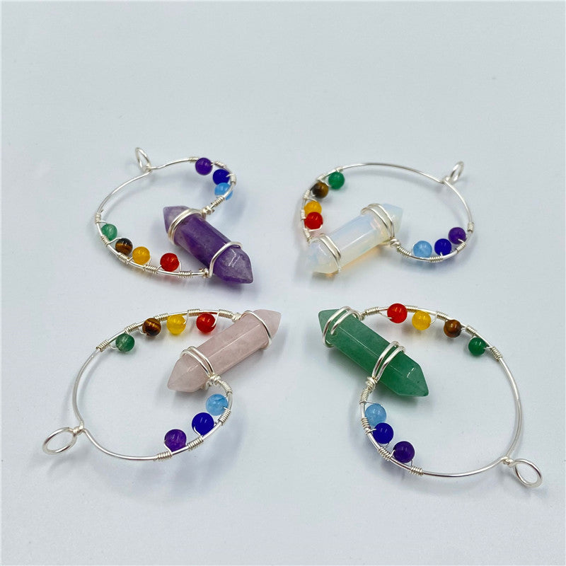 Chakra Bead Double Point Pendant