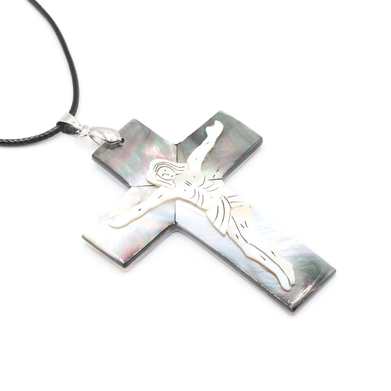 Abalone Shell Crucifixion of Jesus Pendant