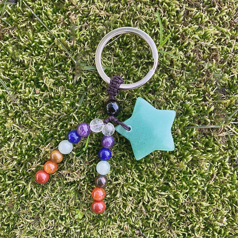 Chakra Bead&Crystal Star Keychain