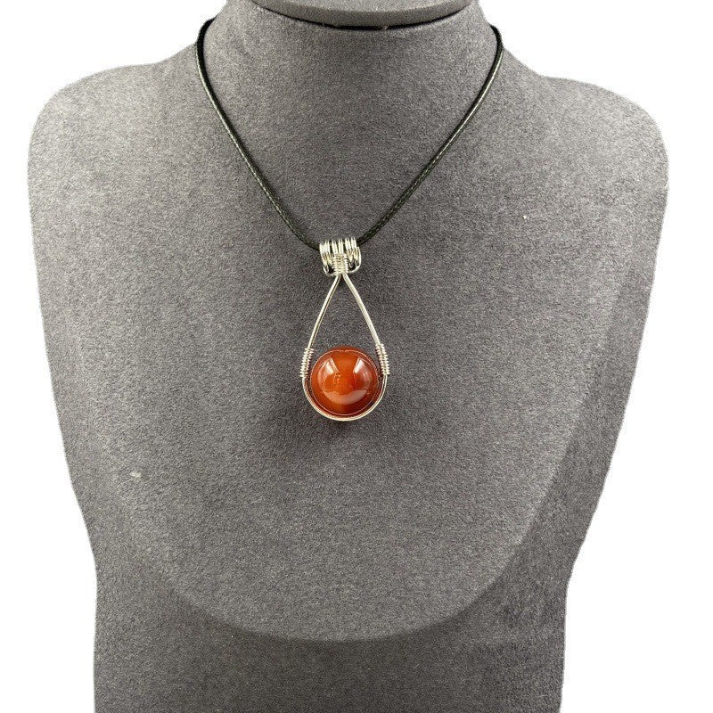 Red Agate Bead Pendant